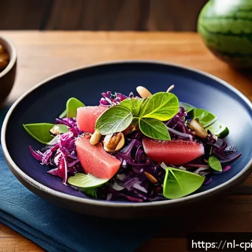 Home 31 퓨전 요리 성공을 위한 맛의 조화 - A vibrant fusion dish featuring a colorful Asian-inspired salad with Dutch red cabbage and witlof, a...