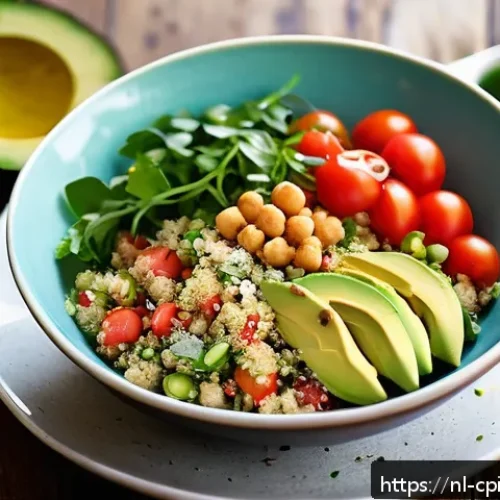 Home 17 퓨전 요리에서의 건강식 식단 구성 - A vibrant fusion kitchen scene showcasing a colorful bowl of quinoa salad with Thai coconut milk dre...